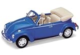 Material : Metall Unbekannt Welly 22091 Blue - Sammlermodell VW Käfer Cabrio offen, 1/24 aus Metall, blau