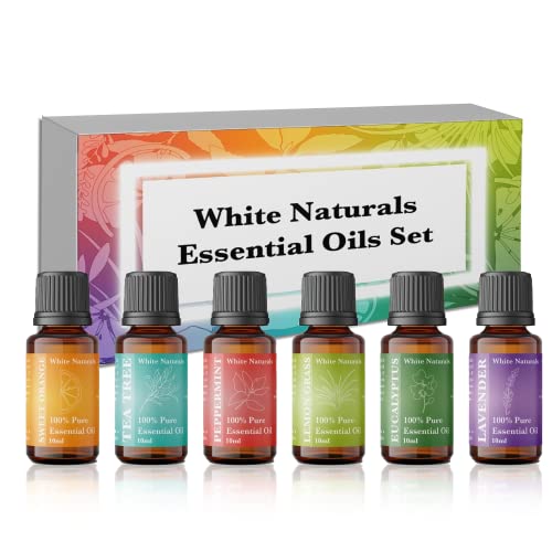 Aromatherapy Essential Premium Oils Set, Diffuser Fragrance Essential Oil Kit, Includes Peppermint/Tee Tree/Sweet Orange/Lemongrass/Lavender/Eucalyptus Oils- Pack Of 6 #TOP21
