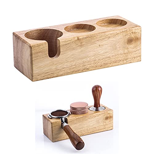 Dolity Beech Wood Manual Coffee Tamper Holder Coffee Powder Maker Rack Tool Accessory Espresso Latte Art Pen Stand - Wood Color 3 Holes A - Thumbnail 4