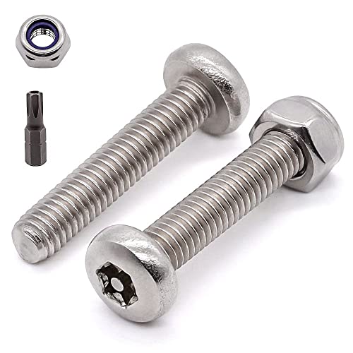 Vis M6x30 Torx inviolable en acier inoxydable 304 avec écrous et embout de serrage Lot de 20