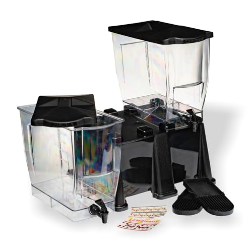 Image of Carlisle FoodService Products Trimline Double Base Rectangular Beverage Dispenser with Stand - 3.5 Gallon Catering Drink Dispenser with Spigot, Set of 2, Polycarbonate (PC), Black, Perfect for Parties
