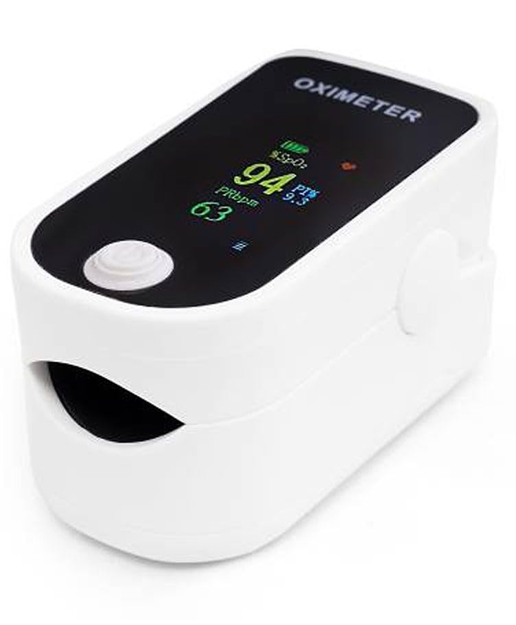 Licht Digital Pulse Oximeter, Fingertip Blood Oxygen Saturation Monitor with OLED Display, SpO2 and Heart Rate Measurement Device, White and Black
