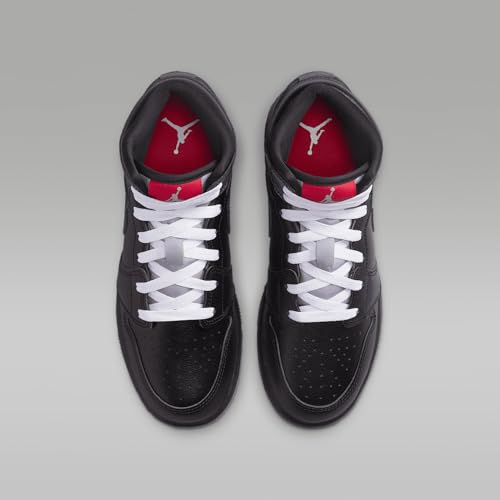 Air Jordan 1 Mid SE Big Kids' Shoes (HV5180-010, Black/White/Wolf Grey/Black) Size 3.54