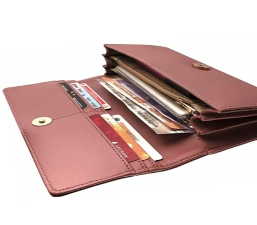 Image of Women's Hand Wallet Purse Clutch | Credit Card Slots | Zipper Pocket | Office Use | Casual Use | Faux Leather (Pink)