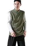Men Tang Suit Traditional Tee Tops Qipao Vests Cotton Linen Sleeveless Jacket Coat Chinese Clothing (as1, Alpha, x_l, Regular, Regular, Green)