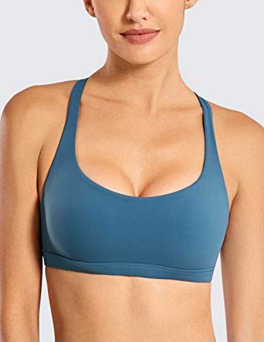 Crz Yoga Strappy Sports Bras For Women - Criss Cross Back Sexy Wireless Padded Yoga Bra Cute Workout A04-Petrol Blue Small #TOP1