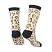 Nevjipu Girls Boys Socks - Gold leopard fashion print Crew Socks for Kids, Comfy Running Sock for 6-10 Years Old