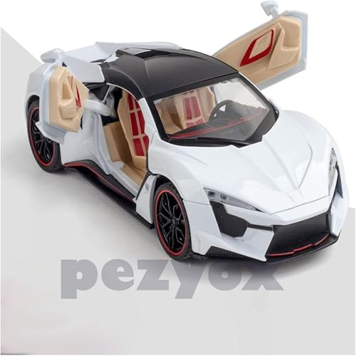 Image of LYKAN HYPERSPORT Sport 1:24 Big Size Diecast Scale Model Alloy Metal Pull Back Toy car for Kids with Openable Doors & Light, Music Toy Vehicle for Kids - Colors as Per Stock (White)
