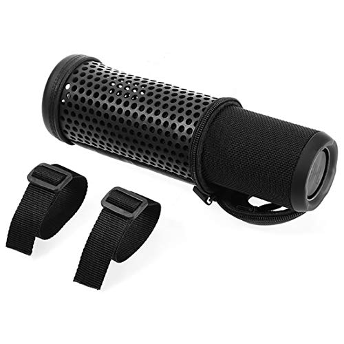 Image of Geekria Pendant Speaker Case Cover, Compatible with JBL FLIP 5 Case, Protective Waterproof Soft Skin, Replacement Bluetooth Speakers Travel Carrying Case with Keychain Hook (Black)