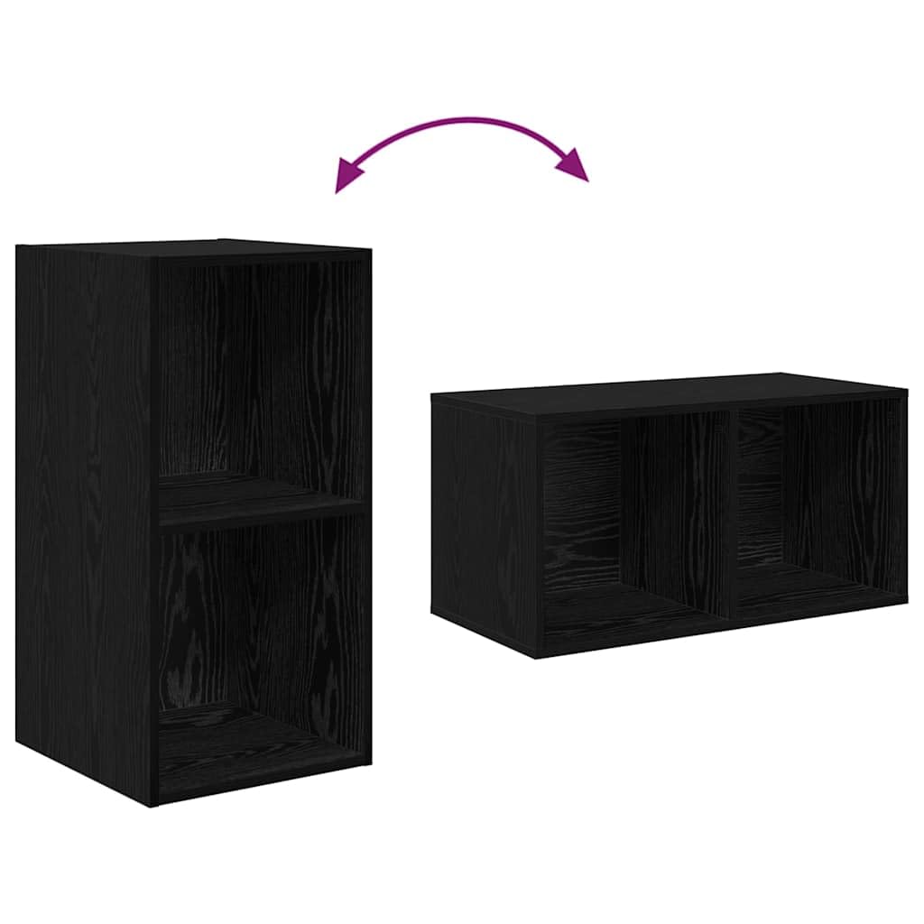 Set 3 Mobili TV da Parete RovereNero Legno Ingegnerizzato | Tre pensili sospesi salvaspazio per il soggiorno con sette ripiani interni per organizzare console e accessori.