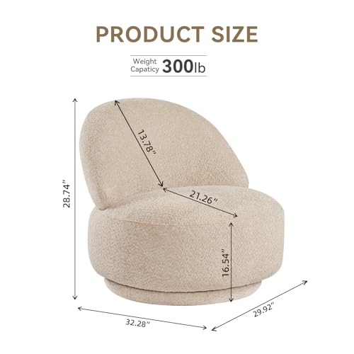 Sillón giratorio chenille beige redondo miniatura 2