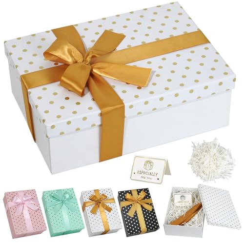 Weiß Geschenkbox mit Deckel,Groß Geschenkbox Polka Dot Muster...