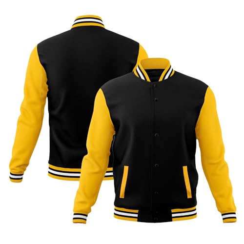KXK Men’s Fashion Varsity Jacket Causal Cotton Letterman Baseball Bomber Jacket Lightweight Coat