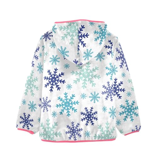 OTVEE Christmas Winter Blue Snowflakes Kids Hoodie Jacket Fall Spring Full Zip Warm Outwear Coat2