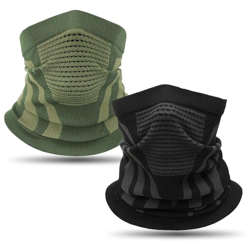 MLPKOI 2 Pcs Cache Cou Moto, Masque Tour de Cou Moto, Brise-Vent Cagoule, Ski Balaclava Multifonctionnel, Sport Respirant Masque pour Ski, Snowboard,...