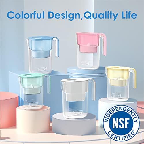 Waterdrop Elfin Water Purifier Fridge Water Filter Jug with 1×90 Days Filter, 2.5L, Reduces Fluoride, Chlorine and More, NSF Certified, BPA Free, Blue (Replacement Filter: WD-PF-01A Plus)