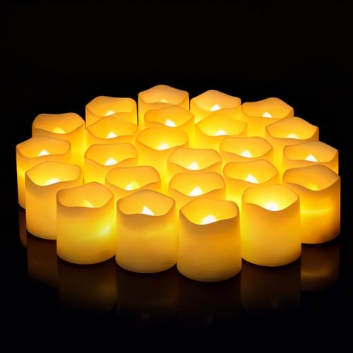 EHIOG Paquete De 24 Velas LED Decorativas Con Efecto De Llama Realista, Velas Artificiales A Pilas Con Luz Cálida Parpadeante, Ideales Para Halloween, Bodas, Fiestas Y Decoración Del Hogar