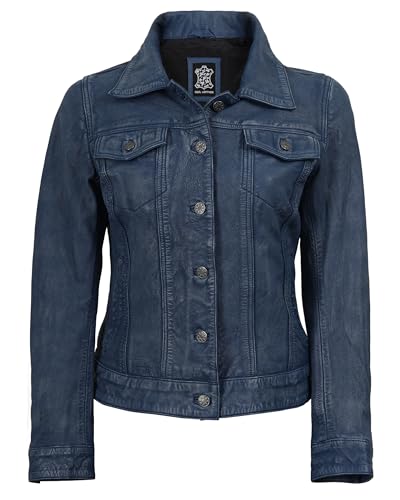 Image of Decrum Womens Leather Jacket - Real Lambskin Trucker Style Leather Jackets for Women