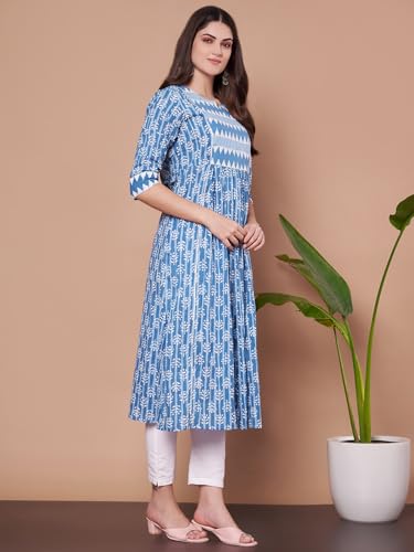 Image of JAPER KURTI Women's Cotton Floral Regular Kurta