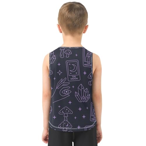 Witchy Mushrooms Purple Boys Athletic Tank Top Sleeveless Kids Vest Toddler Undershirts for Fitness Travel Swim 3T3