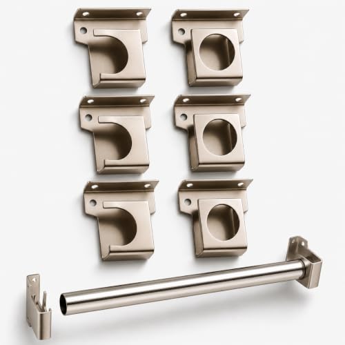 Image of Elite Stainless Steel Solid 25mm 1 Inch Curtain Rod Bracket for Door & Window | Universal Wall to Wall Curtain Rod Holder, Support, Mounting Bracket with Complete Fittings | Pack of 3 Pair, 6 PCS