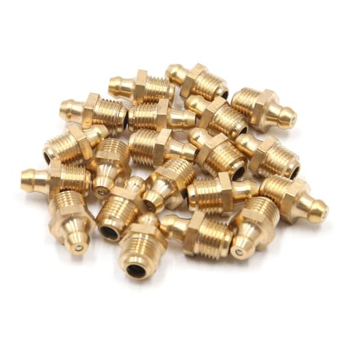 Unifizz 20Pcs Pack a17083100ux0253 20Pcs M10 x 1 Thread Brass Straight Grease Zerk Nipple Fitting for Auto Car
