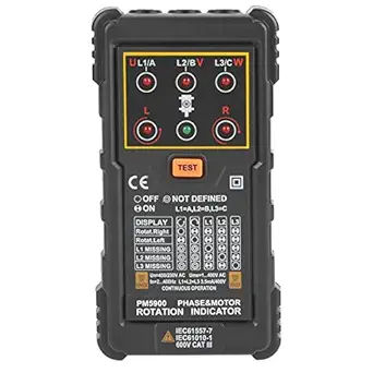 Portable Handheld Three-Phase Motor Rotation Indicator Tester for Installing Repairing Maintaining Three-Phase System