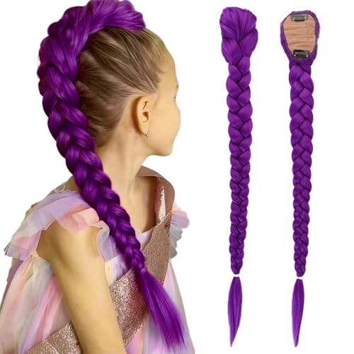 2 Stück Lila Haare Zum Einflechten - Long Purple Braiding Hair für Anime Cosplay Pre Stretched Braiding Hair Extensions Lila Kunsthaar Pre Stretched Braiding Hair Extensions Perücke für Kostümpartys