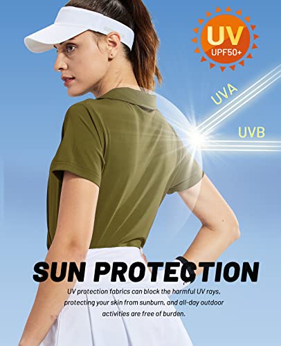 Image of MIER Womens Golf Shirts - V Neck UPF 50+ Dry Fit Tennis Polo