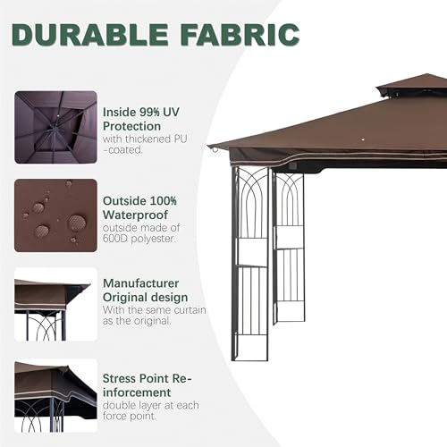 JANCANOPY Replacement Gazebo Canopy for 10 x 12 Regency II Patio Gazebo,(Brown) by JANCANOPY - Image 3