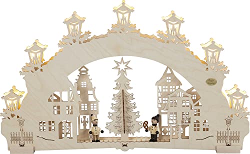 Rudolphs Schatzkiste Arco de Luces 3D sobre el Mercado navideño,7-Quemador Iluminación LED y Función de Temporizador BxHxT 52x32x4,5cm Nuevo Arco De Luces