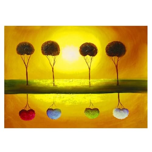 Tableau sur toile avec cadre arbre nordique art moderne abstrait