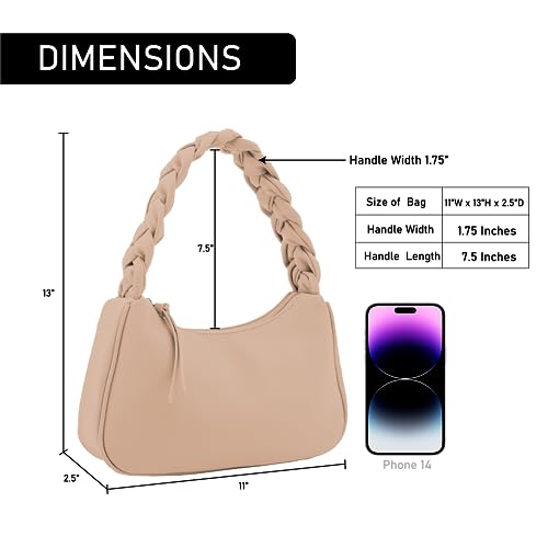 Image of Emperia Braided Top Handle Shoulder Bag For Women, Trendy Designer Small Hobo Tote Handbag