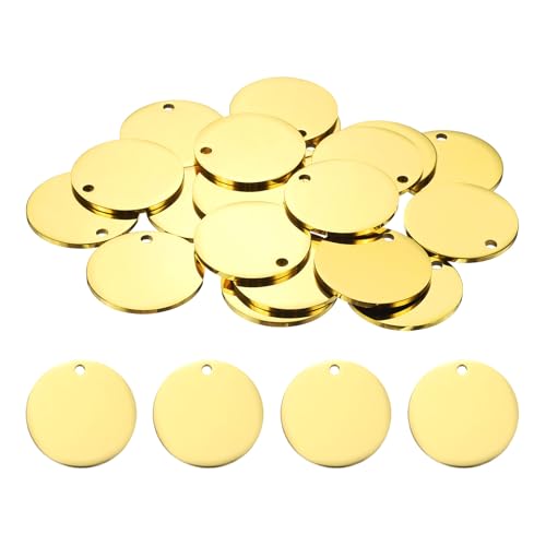 Pendentifs ronds vierges en acier poli miroir doré pour création chic