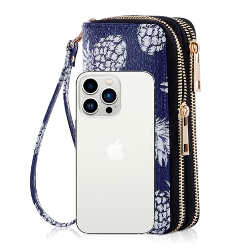 Image of XEYOU Double Zipper Long Clutch Wallet Cellphone Wallet for Women with Removable Wristlet Strap for Credit Card, Cash, Coin, Bill