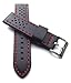 Produktbild klug-versand 22 mm Rallye Racing Uhrenarmband mit Lochung echt Kalbsleder, rote Naht