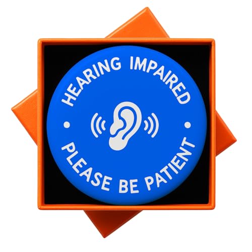 Blue round hearing impaired badge image