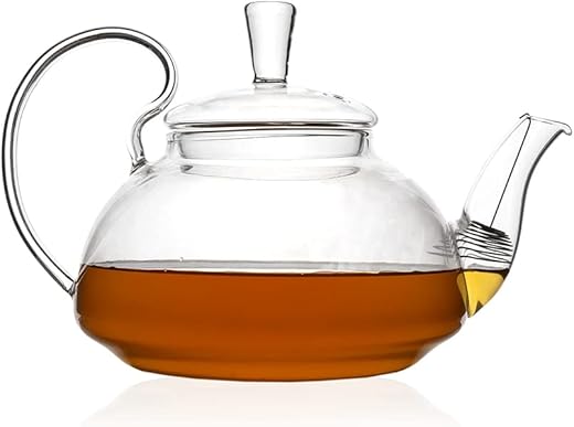 EZ Life Borosilicate Glass Teapot with Filter Infuser, Tea Pot Set, Microwave, Dishwasher Safe, Unique gift idea glass Teapot, Coffee Pot Tea Kettle – Induction Friendly…