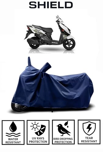 Image of Shield Heavy Duty Scooty Cover for Suzuki Avenis 125 | All-Season, Tear-Proof Fabric | with Side Mirror Pocket & Buckle Belt | Suzuki Avenis 125 Scooty Cover (Blue)
