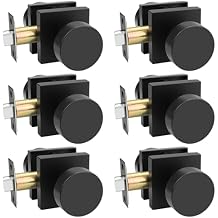 Probrico Black Interior Door Knobs, Passage Door Handles, Black Door Knobs Interior for Closet/Hallway Doors, No Lock Interior Doorknobs on Square Rose, Keyless, 6 Pack
