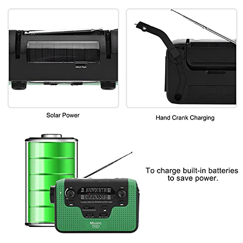 Carregador de telefone celular com lanterna de rádio manivela, rádio operado por bateria AM/FM/SW, r