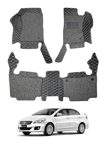Image of Auto Hub Premium 7D car mat Maruti Ciaz, Luxury Double-Stich 7d Car Floor Mat Complete Set, 100% Waterproof and Washable, Color : Black