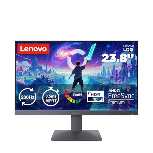 Image of Lenovo LOQ 24-10 Monitor 23.8 inch FHD IPS Gaming Monitor - 200Hz - 0.5ms MPRT - HDR10 - FreeSync Premium