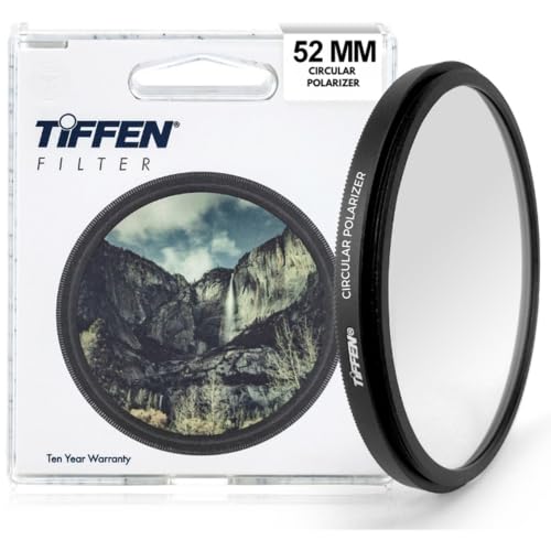 Tiffen 52mm CPL Filter | 52mm Polarizing Filter for Camera Lens | Slim Circular Design | Glare Control, Contrast Increase, Color Enhancement