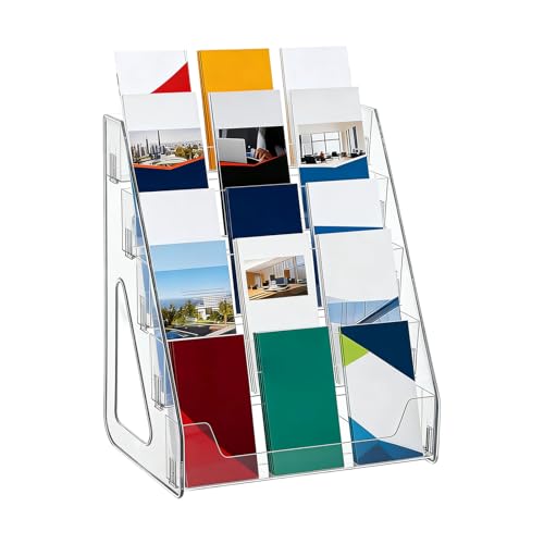 Image of Brochure Holder, Stable Non-Slip Base, 33x30.5x21.5cm, 5-Tier Table Brochure Stand, Clear Acrylic Flyer Stand, Secure Display, For Office School Hotel Restaurant Dining Room