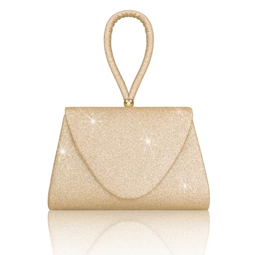 Image of Larcenciel Women's Evening Handbags, Glitter Sequin Evening Purse w /Chain, Ladies Top-Handle Clutch Party Bag,7.9x5.3x1.6in