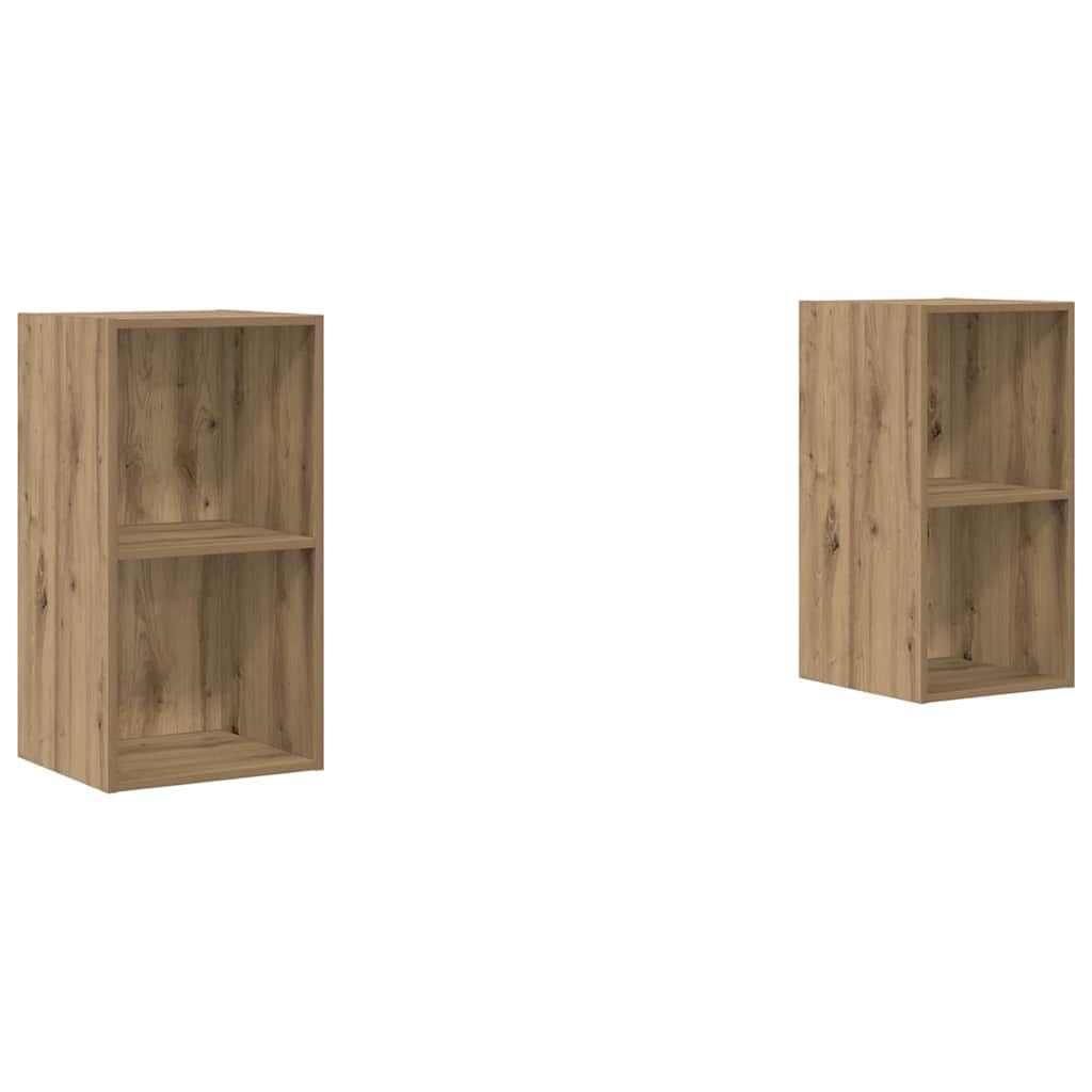 TV-Schrankset 2-teilig, Artisan-Eiche, 37x37x72 cm, Holzwerkstoff, Wandmontage, Lowboard für Wohnzimmer, Media Center, Stauraum