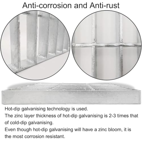 Image of Galvanized Steel Drain Grate, Driveway Channel Cover 18x18 in