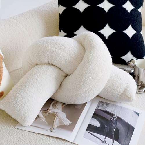 Coussin pour chambre et salon blanc 45 cm style bohème texturé