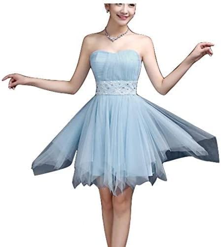 レディース ワンピース エレガント 妖精 ドレス ミニ シフォン ベアトップ デコルテ シースルー 広がる チュール スカート プリンセスライン